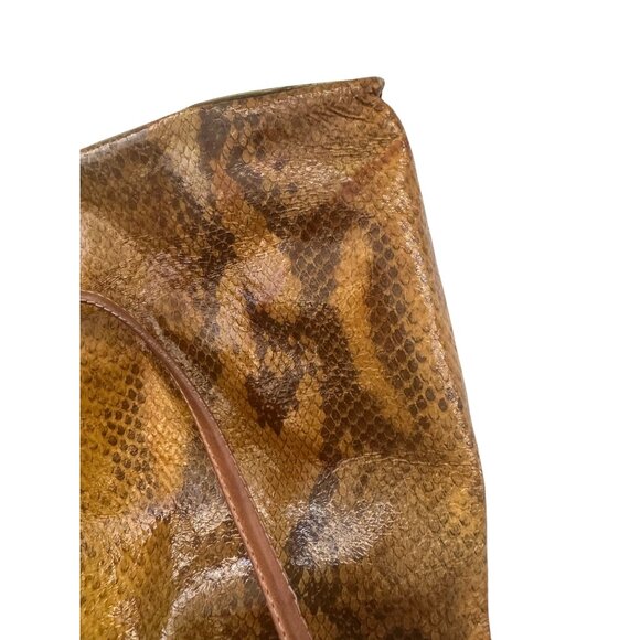 MAXX NEW YORK Yellow Snake Print Leather Vintage Shoulder Bag - Picture 6 of 8
